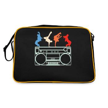 Boombox-Breakdance-Bboy-Hip-Hop-Tanz - Retro Tasche - Schwarz/Gold - Hinten