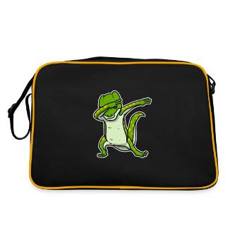 Lustiges Dabbing Gecko Eidechse Geschenk - Retro Tasche - Schwarz/Gold - Hinten