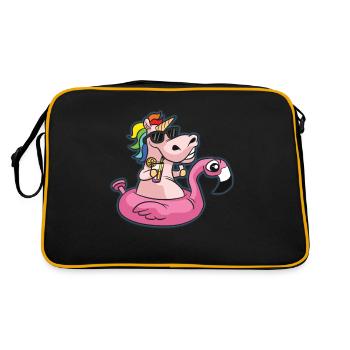 POOL PARTY Einhorn Flamingo - Retro Tasche - Schwarz/Gold - Hinten