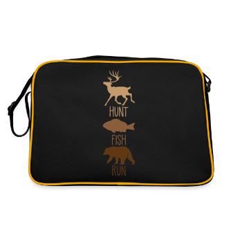 Jagd Angeln Bär Outdoor Wildnis Camping - Retro Tasche - Schwarz/Gold - Hinten