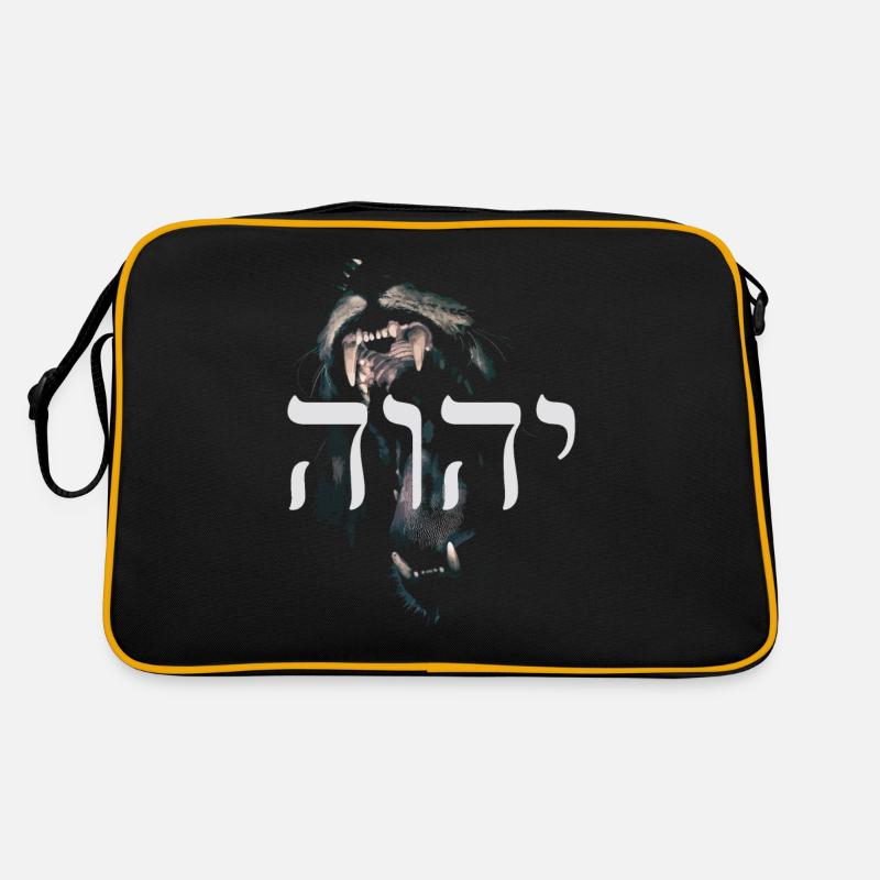 Israel Gott Tora Hebräisch Löwe von Juda Geschenk - Retro Tasche - Schwarz/Gold