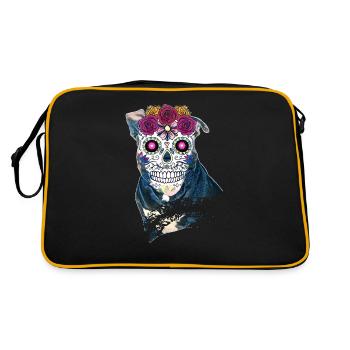Crâne en sucre de Pitbull - Halloween - Sac Retro - noir/or - Dos