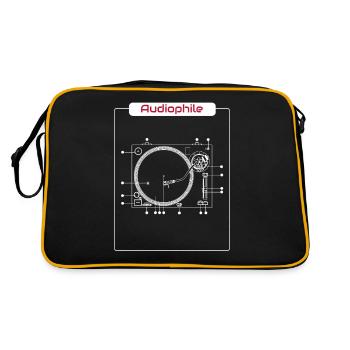 Audiophile Highend HiFi Turntable Music Tshirt - Retro Bag - black/gold - Back