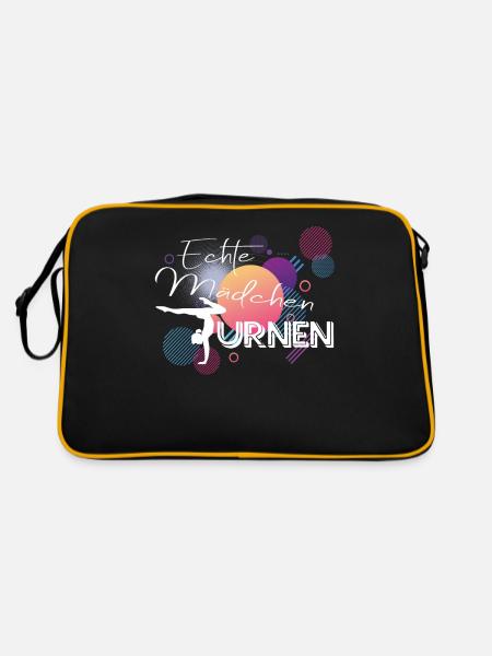 Echte Mädchen Turnen Geschenkidee für Turnerin - Retro Tasche - Schwarz/Gold