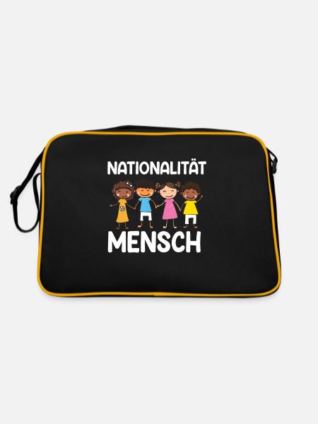 Nationalität Mensch Anti Rassismus Geschenk - Retro Tasche - Schwarz/Gold