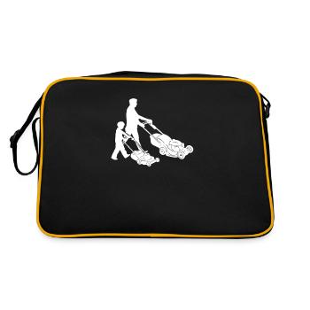 Rasenmäher Rasenmähen Vater Kinder Geschenkidee - Retro Tasche - Schwarz/Gold - Hinten
