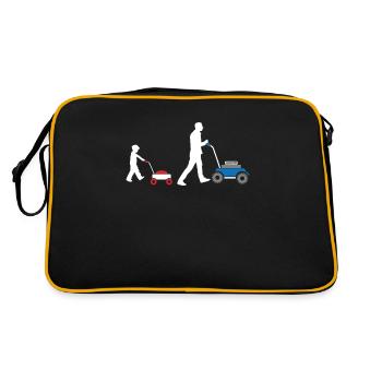 Rasenmähen Vater Kinder Rasenmäher Geschenkidee - Retro Tasche - Schwarz/Gold - Hinten