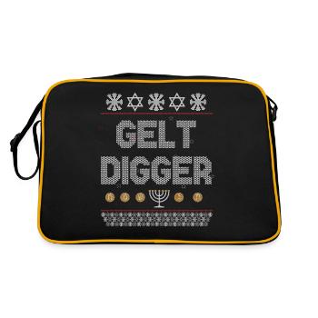 Funny Gelt Digger Chanukah Hanukkah Gold Digger Gi - Retro Bag - black/gold - Back