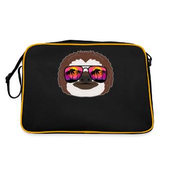 Faultier Sonnenbrille Lustig Geschenk Sommer - Retro Tasche - Schwarz/Gold - Hinten