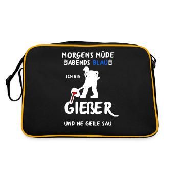 Gießer Giesser Schmelzer Gießereimechaniker - Retro Tasche - Schwarz/Gold - Hinten