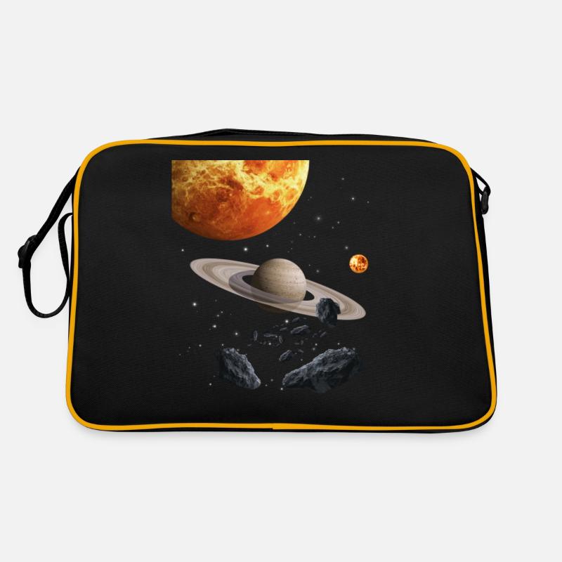 Weltraum - Retro Tasche - Schwarz/Gold
