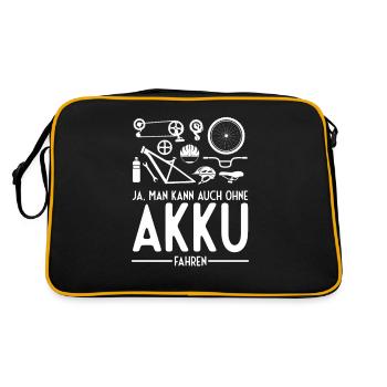 Anti Ebike Spruch - Retro Tasche - Schwarz/Gold - Hinten