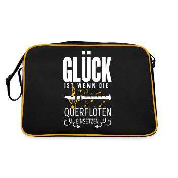 Querflöte - Retro Tasche - Schwarz/Gold - Hinten