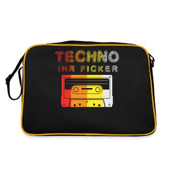 Techno Ihr Ficker - Rave Festival Musik Elektro - Retro Tasche - Schwarz/Gold - Hinten