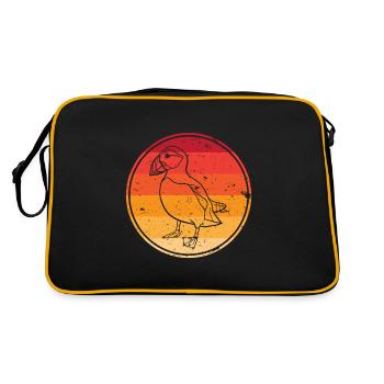Retro puffin auk bird sunset - Retro Bag - black/gold - Back