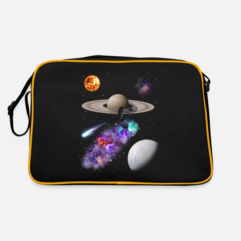 Weltraum - Retro Tasche - Schwarz/Gold
