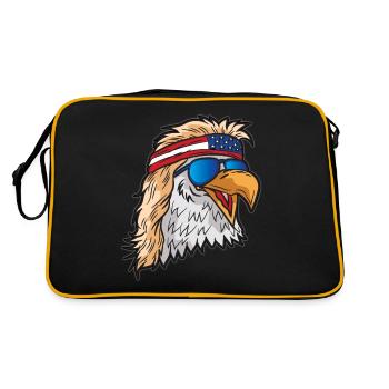 Amerikanischer Weißkopfseeadler Patriot USA - Retro Tasche - Schwarz/Gold - Hinten
