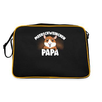 Meerschweinchen Papa - Guinea Pig Dad - Retro Tasche - Schwarz/Gold - Hinten