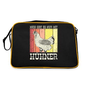 Mich Gibt Es Nur Mit Hühner Huhn Lustig - Retro Tasche - Schwarz/Gold - Hinten