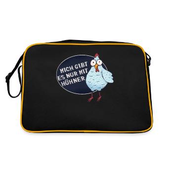 Mich Gibt Es Nur Mit Hühner Huhn Lustig - Retro Tasche - Schwarz/Gold - Hinten