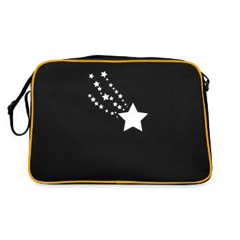 Sterne Sternschnuppe Sternchen selbst gestalten - Retro Tasche - Schwarz/Gold - Hinten
