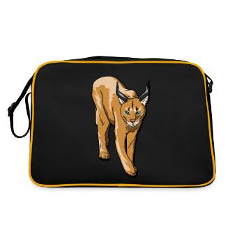 Medium-sized wildcat caracal & lynx gift - Retro Bag - black/gold - Back