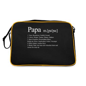 Vater Vatertag Papa Daddy Dad Ehemann Ehe Geschenk - Retro Tasche - Schwarz/Gold - Hinten