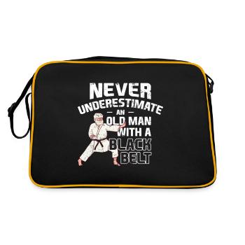 Karate old man with black belt - Retro Bag - black/gold - Back