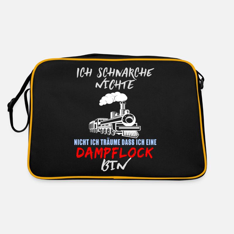 Schnarche Nicht Ich Träume Ich Bin Eine Dampflock - Retro Tasche - Schwarz/Gold