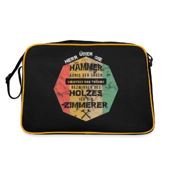 Zimmermann Handwerker Spruch Vintage Retro Zimmere - Retro Tasche - Schwarz/Gold - Hinten