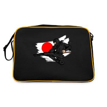 Japan Ninja aus Comics Geschenk für Japan Ninja - Retro Tasche - Schwarz/Gold - Hinten