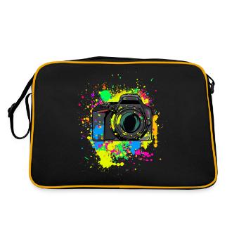 Cadeau d’appareil photo coloré pour les photographes Éclaboussures de couleur - Sac Retro - noir/or - Dos