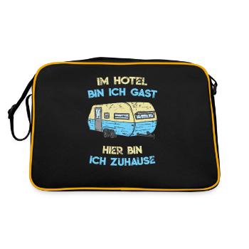 Im Hotel Bin Ich Gast Camping Wohnwagen - Retro Tasche - Schwarz/Gold - Hinten