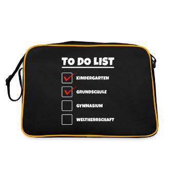Lustig Grundschule Gymnasium Oberschule Geschenk - Retro Tasche - Schwarz/Gold - Hinten