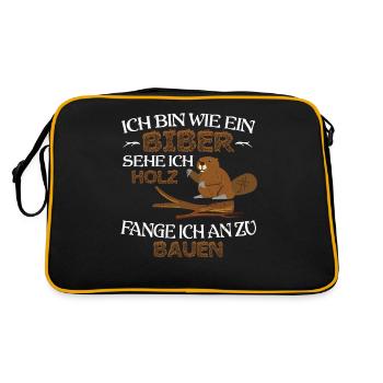 Beaver i see wood i start building gift - Retro Bag - black/gold - Back