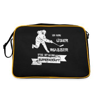 Eishockey Superkraft Junge Sport Deutschland - Retro Tasche - Schwarz/Gold - Hinten