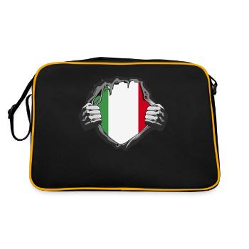 Italien Italiener Fahne - Retro Tasche - Schwarz/Gold - Hinten