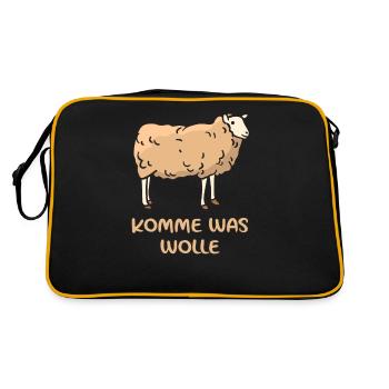 Come What Wool Sheep Pun - Retro Bag - black/gold - Back