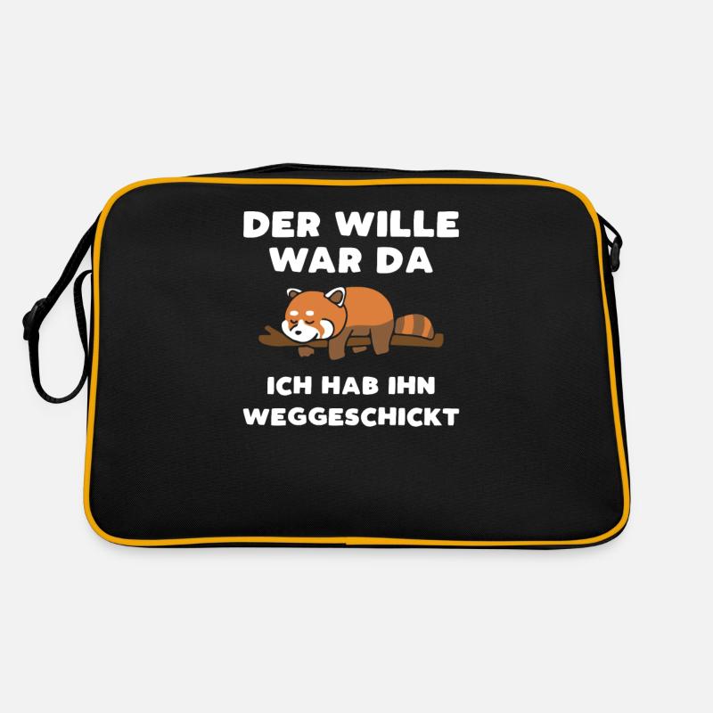 Der Wille War Da Faul Roter Panda Retro Tasche