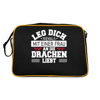 Chinesischer Drache - Retro Tasche - Schwarz/Gold - Hinten