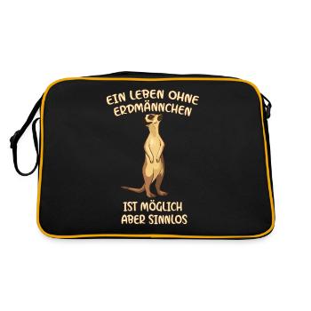 Ein Leben Ohne Erdmännchen - Retro Tasche - Schwarz/Gold - Hinten