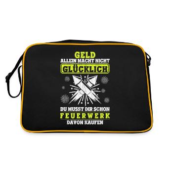 Lustiges Pyrotechniker Geschenk Pyro Feuerwerk - Retro Tasche - Schwarz/Gold - Hinten