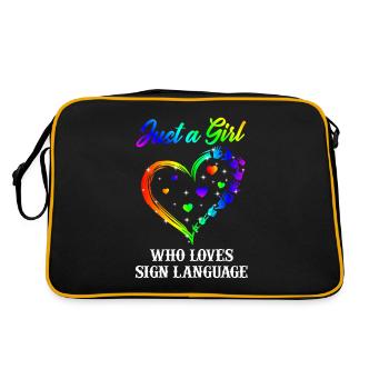 Just A Girl Who Loves Sign Language ASL Love - Retro Bag - black/gold - Back