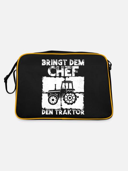 Landwirt Bringt dem Chef den Traktor Bauer - Retro Tasche - Schwarz/Gold