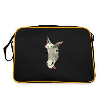 Sweet donkey with flowers gift I mule - Retro Bag - black/gold - Back