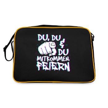 Techno Rave EDM Electronic Dubstep D&B - Retro Tasche - Schwarz/Gold - Hinten