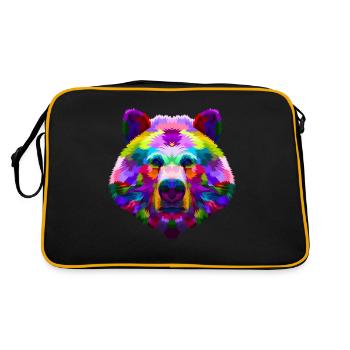 Colorful bear illustration mountain forest animal - Retro Bag - black/gold - Back
