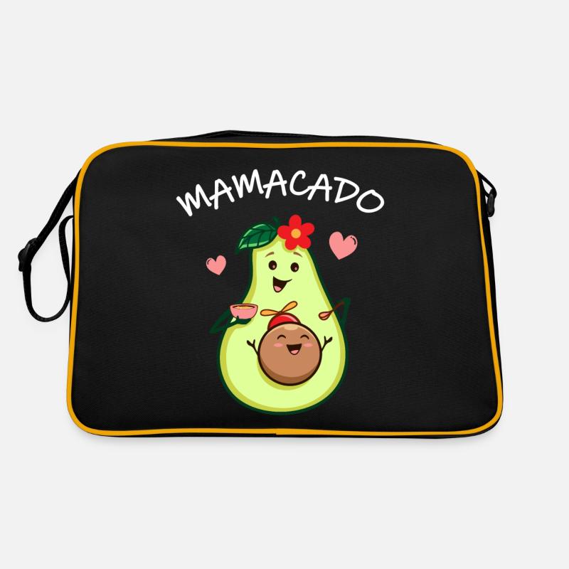 Mama Avocado Süße Mutter Kind Beziehung - Retro Tasche - Schwarz/Gold