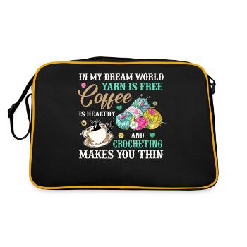 Crochet Lovers Yarn Is Free Coffee Is Healthy - Retro Bag - black/gold - Back
