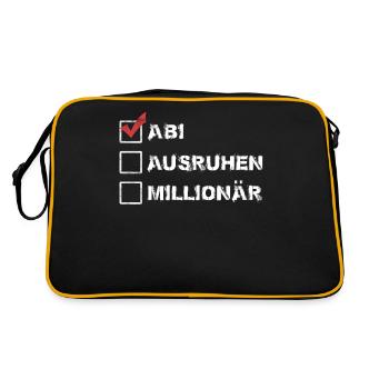 Abi Ausruhen Millionär Abitur Geschenk Abi Spruch - Retro Tasche - Schwarz/Gold - Hinten